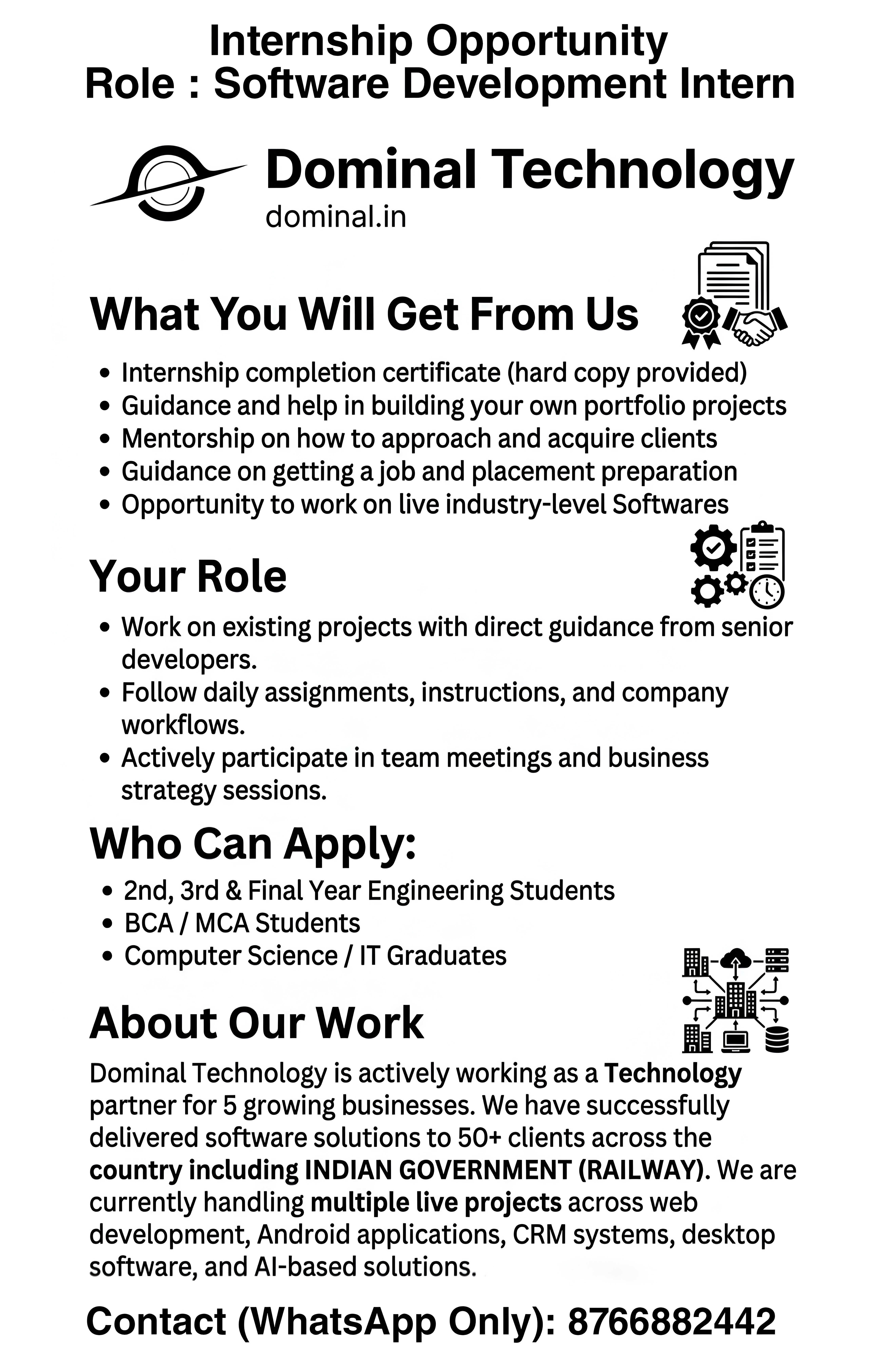 Internship poster by Dominal Technology